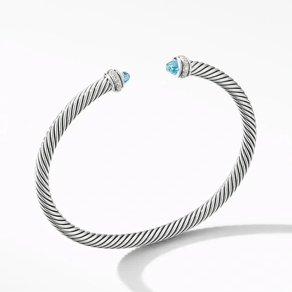 David Yurman cable bracelet with blue topaz - Picture 2 of 8